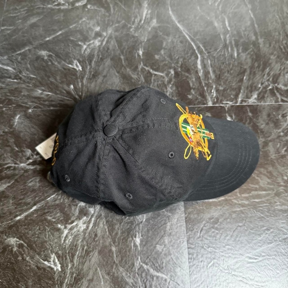 Polo Ralph Lauren Black Vtg Racing Horse Crest Motif Cap Hat -New - Picture 3 of 7
